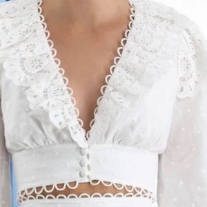 Zimmermann 100% Linen Bellitude Scallop Crop Top